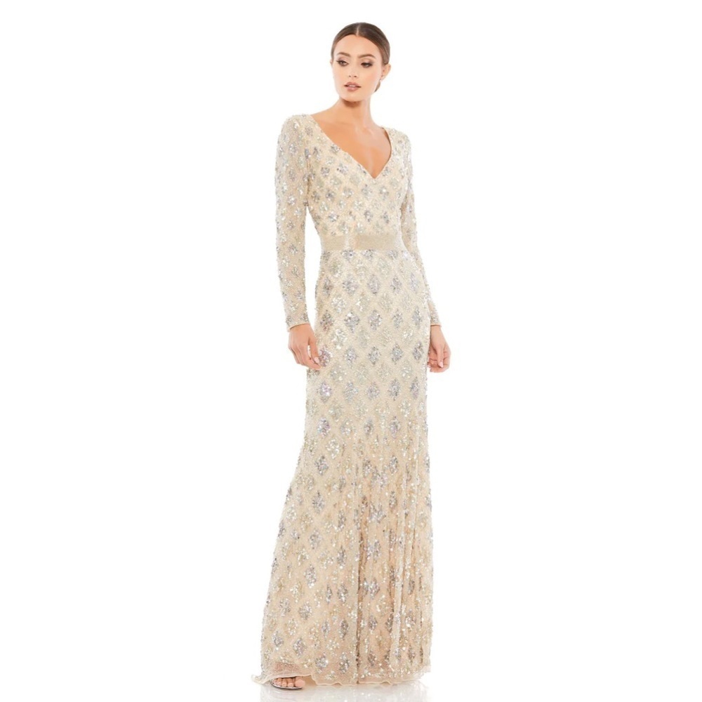 Mac Duggal NWT 5021 GEOMETRIC EMBELLISHED EVENING GOWN
